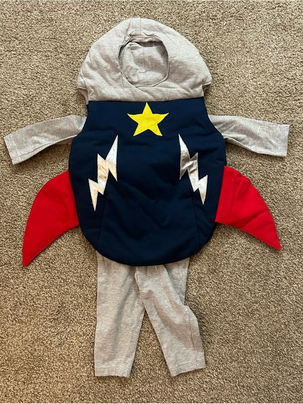 Toddler Rocketman/Superhero costume.. long sleeve onesie with overlay (2T)